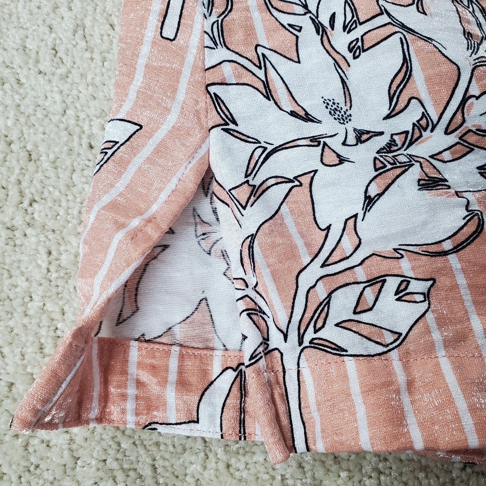 MULTIPLES Women's Blouse Peach Color 3/4 Sleeves  Turn-Up Cuff Button Front - Picture 10 of 16